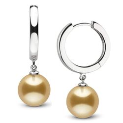 Golden South Sea Pearl High-Polish Huggie Hoop Earrings