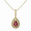 Image 2 : 4.97 ctw Certified Ruby & Diamond Victorian Necklace 14K Yellow Gold
