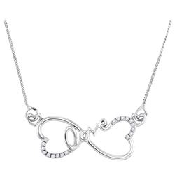 Sterling Silver Round Diamond Heart Infinity Love Pendant Necklace 1/10 Cttw
