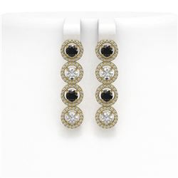 3.84 ctw Black & Diamond Micro Pave Earrings 18K Yellow Gold