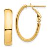 Image 1 : 14k Yellow Gold Oval Omega Back Solid Hoop Earrings - 5x15 mm