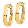 Image 2 : 14k Yellow Gold Oval Omega Back Solid Hoop Earrings - 5x15 mm