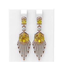 8.8 ctw Canary Citrine & Diamond Earrings 18K Rose Gold