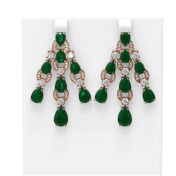 27.26 ctw Emerald & Diamond Earrings 18K Rose Gold