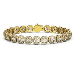 10.39 ctw Cushion Cut Diamond Micro Pave Bracelet 18K Yellow Gold