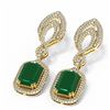 Image 3 : 14.72 ctw Emerald & Diamond Earrings 18K Yellow Gold