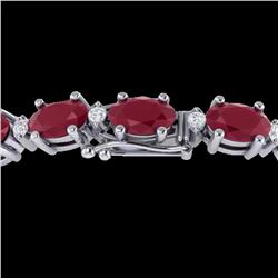 15 ctw Ruby & VS/SI Diamond Certified Eternity Bracelet 10k White Gold