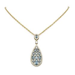 9.6 ctw Aquamarine & Diamond Necklace 18K Yellow Gold