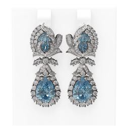 11.42 ctw Aquamarine & Diamond Earrings 18K White Gold