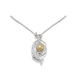 0.83 ctw Diamond & Pearl Necklace 18K White Gold