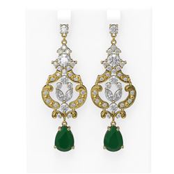 12.64 ctw Emerald & Diamond Earrings 18K Yellow Gold