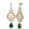 Image 2 : 12.64 ctw Emerald & Diamond Earrings 18K Yellow Gold