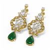 Image 3 : 12.64 ctw Emerald & Diamond Earrings 18K Yellow Gold