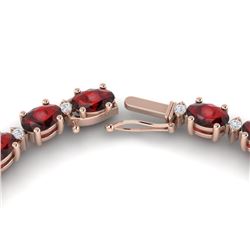 33 ctw Garnet & VS/SI Diamond Certified Eternity Necklace 10k Rose Gold