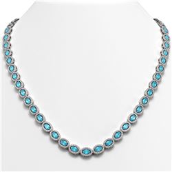 24.07 ctw Swiss Topaz & Diamond Micro Pave Halo Necklace 10k White Gold