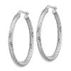 Image 2 : 14k White Gold Diamond-cut Round Hoop Earrings - 30 mm