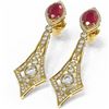 Image 3 : 10.32 ctw Ruby & Diamond Earrings 18K Yellow Gold