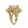 Image 3 : 6.08 ctw Certified Morganite & Diamond Victorian Ring 14K Yellow Gold