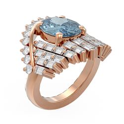 8.68 ctw Blue Topaz & Diamond Ring 18K Rose Gold