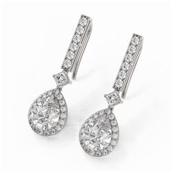 3 ctw Pear Cut Diamond Designer Earrings 18K White Gold