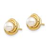 Image 2 : 14k Yellow Gold 4-5 mm White Button Pearl Post Earrings - 62 mm