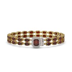 14.45 ctw Garnet & Diamond Bracelet 14K Yellow Gold