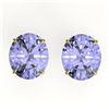 Image 1 : 18 ctw Tanzanite Designer Solitaire Stud Earrings 18k Yellow Gold