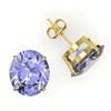 Image 2 : 18 ctw Tanzanite Designer Solitaire Stud Earrings 18k Yellow Gold