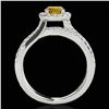 Image 2 : 2 ctw Certified SI/I Fancy Intense Yellow Diamond Halo Ring 10k White Gold