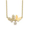 Image 1 : 14k Yellow Gold Butterflies CZ with 2 in ext Necklace - 20 in.