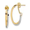 Image 1 : 14k Two-tone Polished Hoop w/Chain Post Earrings - 48 mm