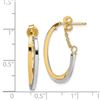 Image 2 : 14k Two-tone Polished Hoop w/Chain Post Earrings - 48 mm