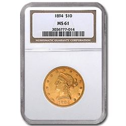 1894 $10 Liberty Gold Eagle MS-61 NGC