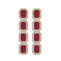 12.33 ctw Ruby & Diamond Micro Pave Halo Earrings 10k Yellow Gold