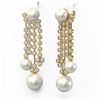 Image 3 : 5.76 ctw Diamond Designer Pearl Earrings 18K Yellow Gold