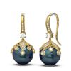 Image 2 : 1 ctw Diamond & Pearl Earrings 18K Yellow Gold