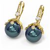 Image 3 : 1 ctw Diamond & Pearl Earrings 18K Yellow Gold
