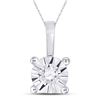 Image 1 : 10kt White Gold Round Diamond Illusion-set Solitaire Pendant 1/10 Cttw