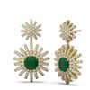 Image 2 : 6.8 ctw Emerald & Diamond Earrings 18K Yellow Gold