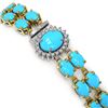 Image 2 : 13.14 ctw Turquoise & Diamond Bracelet 14K Yellow Gold
