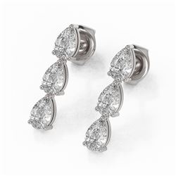 1.62 ctw Pear Cut Diamond Designer Earrings 18K White Gold