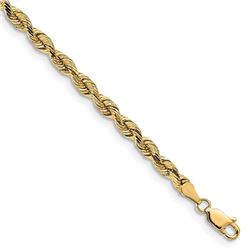 14k Yellow Gold 3.75 mm Diamond Cut Silky Rope Chain - 8 in.