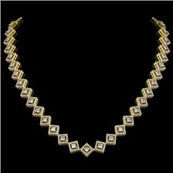 16.4 ctw Princess Cut Diamond Micro Pave Necklace 18K Yellow Gold