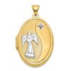 Image 1 : 14k Yellow Gold Guardian Angel with Diamond Oval Locket - 34 mm