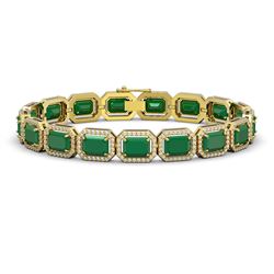 26.21 ctw Emerald & Diamond Micro Pave Halo Bracelet 10k Yellow Gold