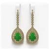 Image 1 : 8.15 ctw Jade & Diamond Victorian Earrings 14K Yellow Gold