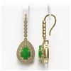 Image 2 : 8.15 ctw Jade & Diamond Victorian Earrings 14K Yellow Gold