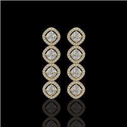 5.28 ctw Cushion Cut Diamond Micro Pave Earrings 18K Yellow Gold