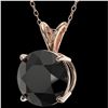 Image 2 : 2.50 ctw Fancy Black Diamond Solitaire Necklace 10k Rose Gold