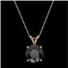 Image 3 : 2.50 ctw Fancy Black Diamond Solitaire Necklace 10k Rose Gold